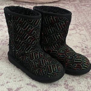 UGG Black Boots with Colorful Logo Pattern